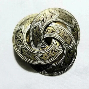 Vintage top metal Infinity knot  clip Brooch 1950s Brass Handcrafted Design